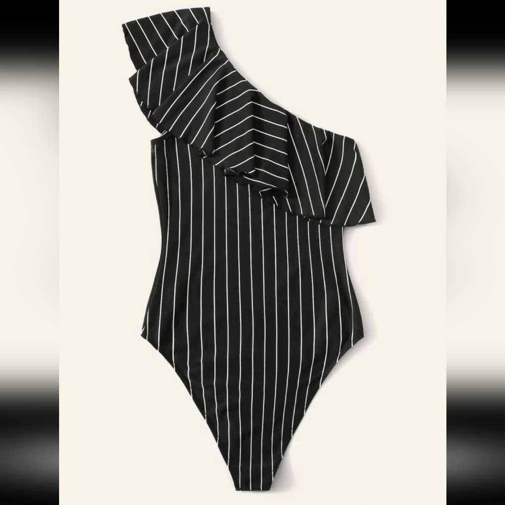 Striped One Shoulder Bodysuit